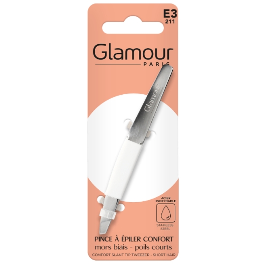 Pince à épiler Acier Inoxydable Mors Biais Confort Poils Courts GLAMOUR PARIS