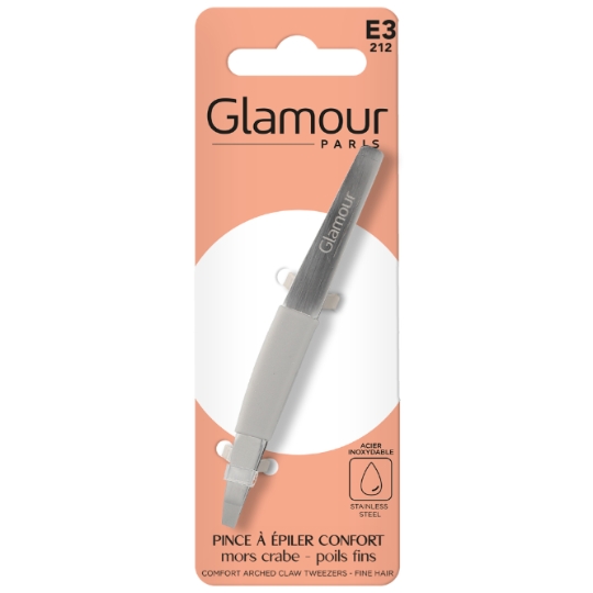 Pince à épiler Acier Inoxydable Confort Mors Crabe Poils Fins GLAMOUR PARIS