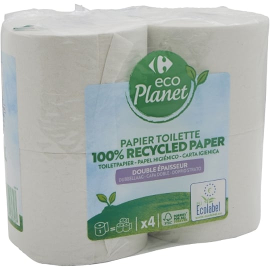 Papier Toilette Double Épaisseur Recyclé Éco Planet CARREFOUR ECO PLANET