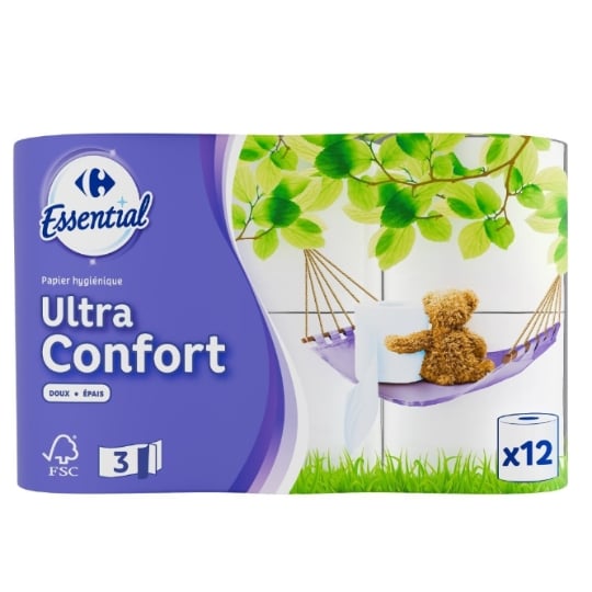 Papier Toilette Doux Et Épais Triple Épaisseur Décoré Essential CARREFOUR ESSENTIAL