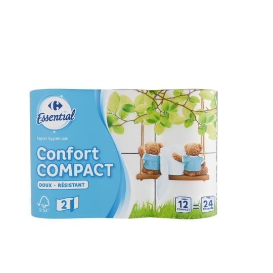 Papier Toilette Double Épaisseur Compact CARREFOUR ESSENTIAL