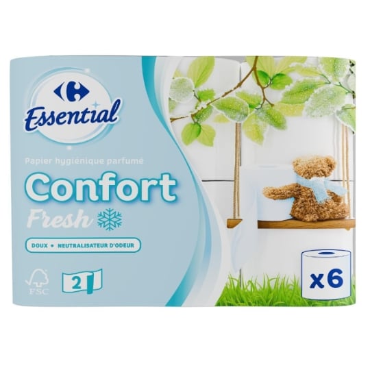 Papier Toilette Doux Fraîcheur Tube Jetable Confort Essential CARREFOUR ESSENTIAL