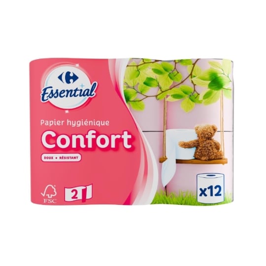 Papier Toilette Confort Doux Rose CARREFOUR ESSENTIAL