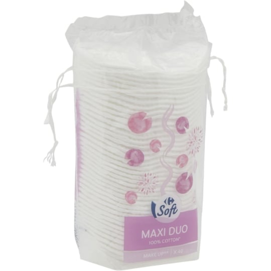 Cotons à Démaquiller Maxi Ovale Duo Visage CARREFOUR SOFT