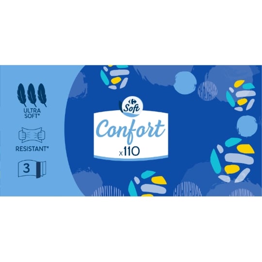Mouchoirs Confort 3 Epaisseurs Ultra Doux FSC CARREFOUR SOFT