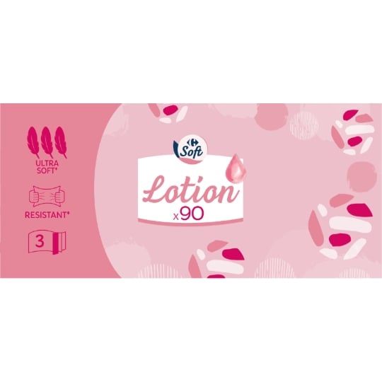 Mouchoirs 3 Epaisseurs Lotion FSC CARREFOUR SOFT