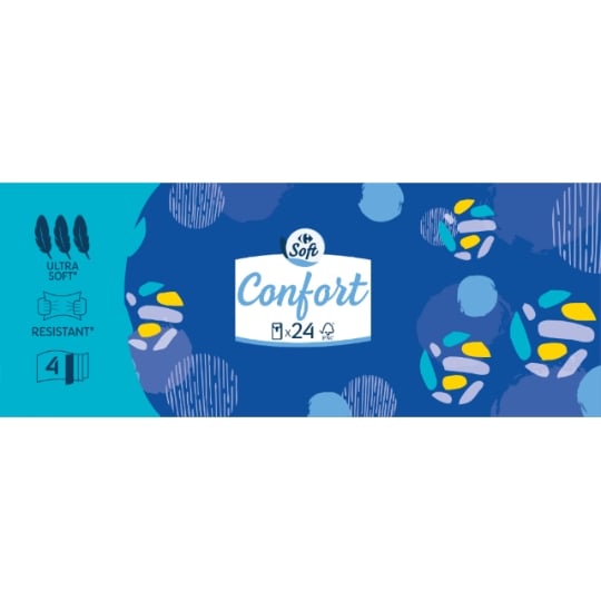 Mouchoirs Confort 4 Epaisseurs Ultra Resistant FSC CARREFOUR SOFT