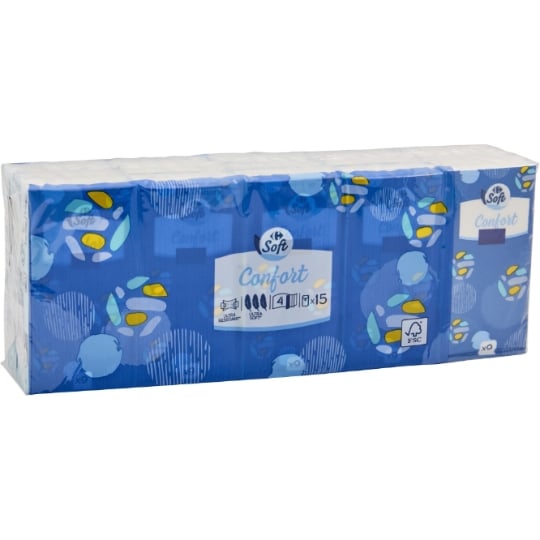 Mouchoirs Confort 4 Epaisseurs Ultra Resistant FSC CARREFOUR SOFT