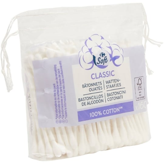Cotons-Tiges Classic 100% Coton CARREFOUR SOFT
