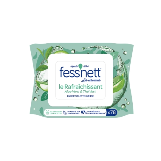 Papier Toilette Humide Le Rafraîchissant Aloe Vera & Thé Vert Les Essentiels FESS'NETT