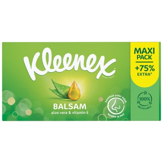 Mouchoirs 3 Epaisseurs Balsam Aloe Vera Et Vitamine E Recyclable KLEENEX