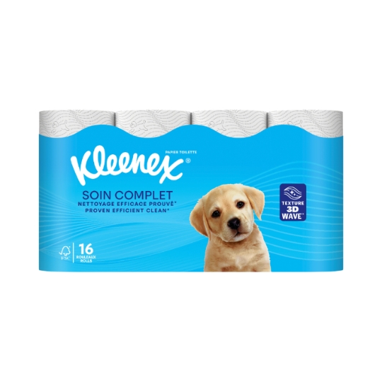 Papier toilette Texture 3D-Wave Nettoyage Efficace Soin Complet Blanc FSC KLEENEX