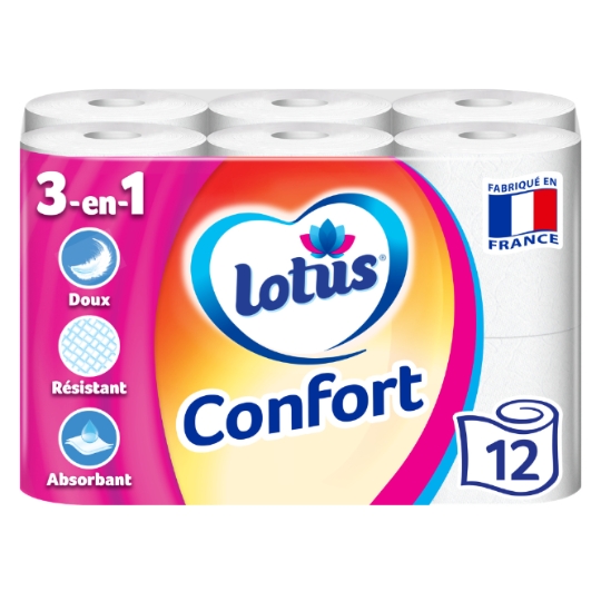 Papier Toilette Doux Et Résistant Tube Jetable FSC Confort Aqua Tube LOTUS