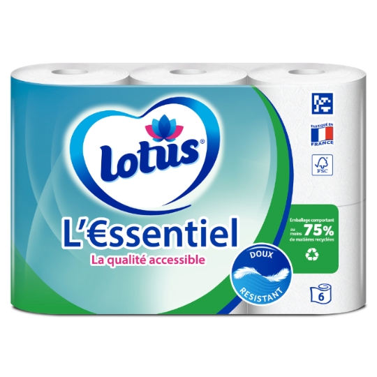 Papier Toilette Doux Résistant Tube Jetable FSC Essentiel LOTUS