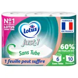 Papier toilette Just 1 Sans Tube 5 Épaisseurs LOTUS