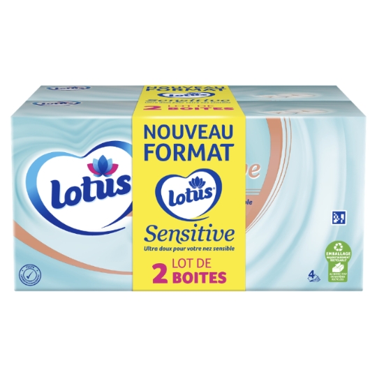 Mouchoirs Ultra Doux 4 Epaisseurs Sensitive LOTUS