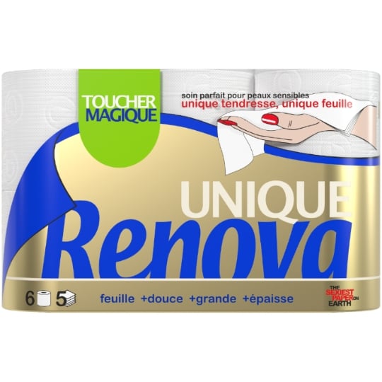 Papier toilette Toucher Magique Unique Douce Grande Épaisse RENOVA