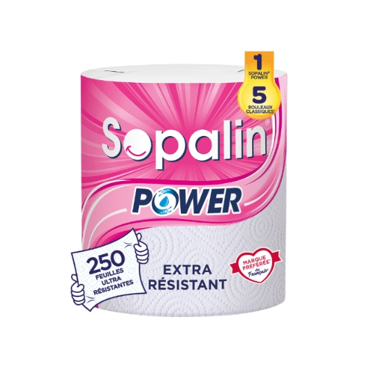 Essuie-Tout Multi-Usages 250 Feuilles Power Blanc SOPALIN