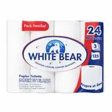 24 Rouleaux Papier Toilette 3 Plis Papier Doux Blanc White Bear Tp-3p24p WHITE BEAR
