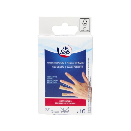 Pansements doigts résistants, extensibles et au format extra-long CARREFOUR SOFT