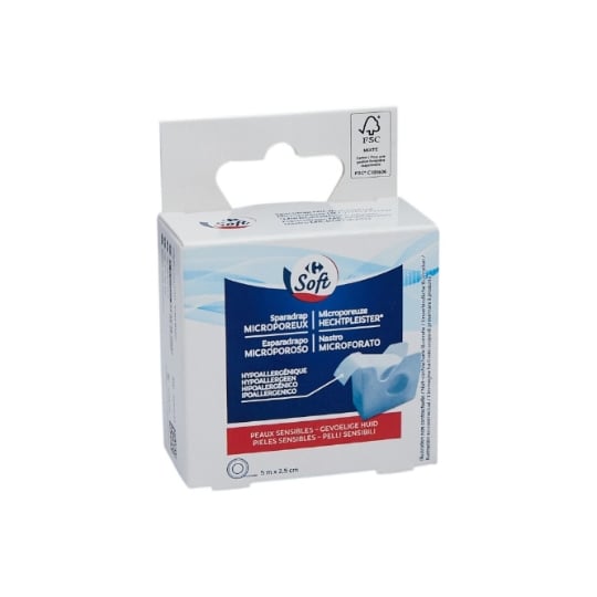 Sparadrap microporeux, hypoallergénique et pour peaux sensibles Carrefour Soft