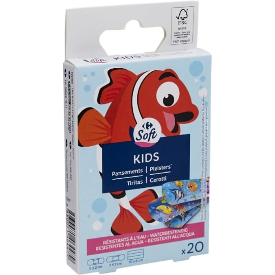 Pansements enfants résistants à l'eau CARREFOUR SOFT