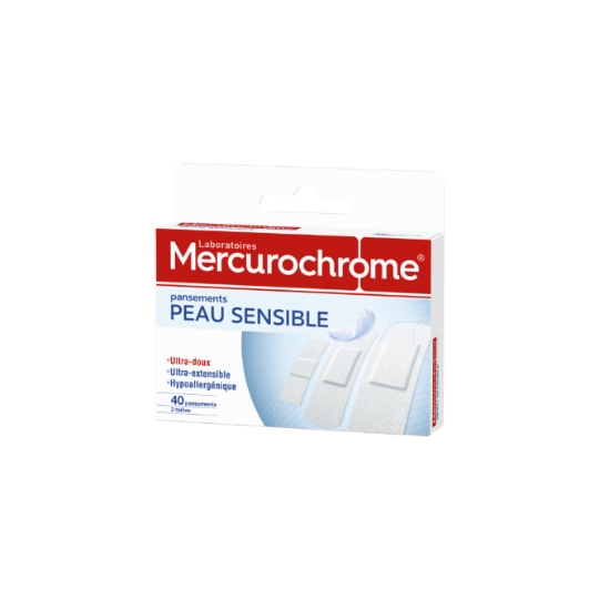 Pansements Peau Sensible Ultra Doux Ultra-extensible Hypoallergénique MERCUROCHROME