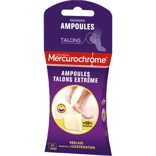 Pansements Ampoules Talons Extrême Hydrocolloïde Maillage en Relief MERCUROCHROME