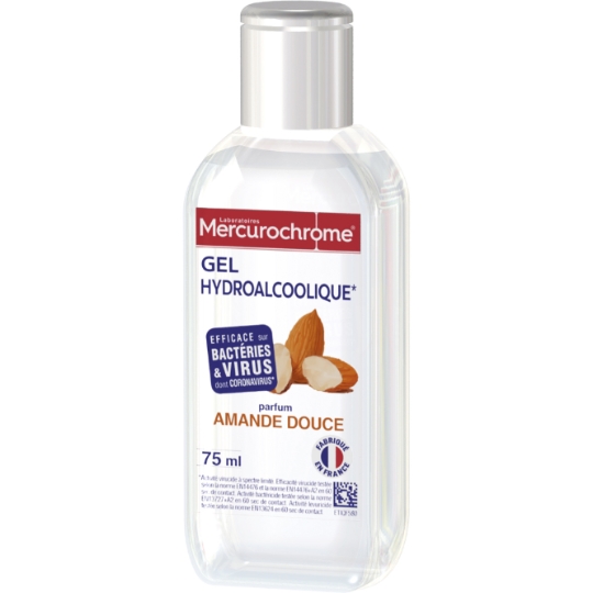Gel Hydroalcoolique Mains Efficace Bactéries Virus Amande Douce MERCUROCHROME