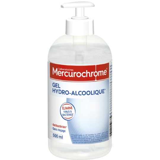 Gel Hydroalcoolique Antibactérien Sans Rinçage Élimine Virus et Bactéries MERCUROCHROME