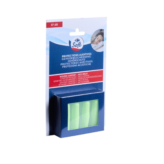 Bouchons d'oreilles mousse confort, anti-bruit et 37 dB Carrefour Soft