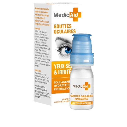 Gouttes Oculaires Apaisantes Yeux Secs et Irrités MEDICAID