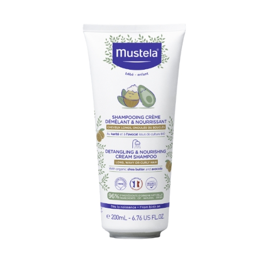 Shampoing Crème démêlant et nourrissant Cheveux longs ondulés ou bouclés Au karité Avocat Bio MUSTELA