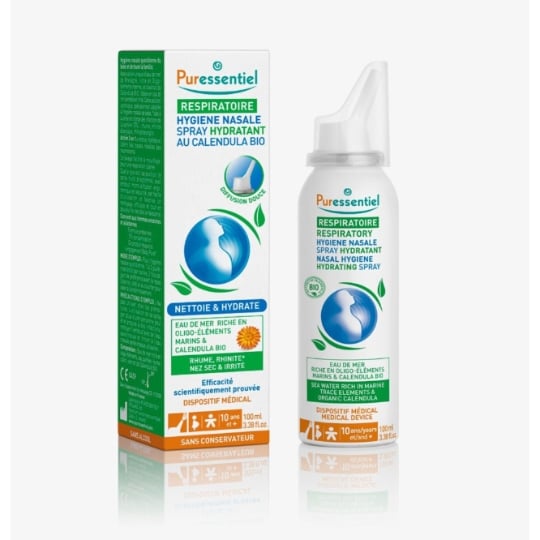 Spray Hygiène Nasale Hydratant et Respiratoire Eau de Mer et Calendula Bio PURESSENTIEL