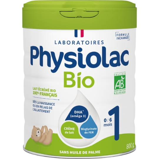Lait infantile En Poudre 1er âge dès la naissance Bio Écrémé PHYSIOLAC