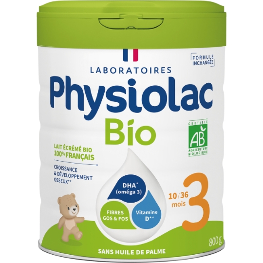 Lait infantile En Poudre Lait Écrémé Bio 3ème Âge 10/36 Mois PHYSIOLAC