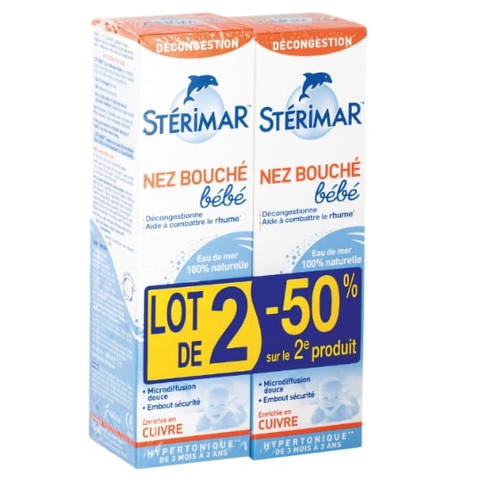 Spray Nasal Décongestionnant Bébé et Enfant Nez Bouché Eau de Mer 100% Naturelle Microdiffusion STERIMAR
