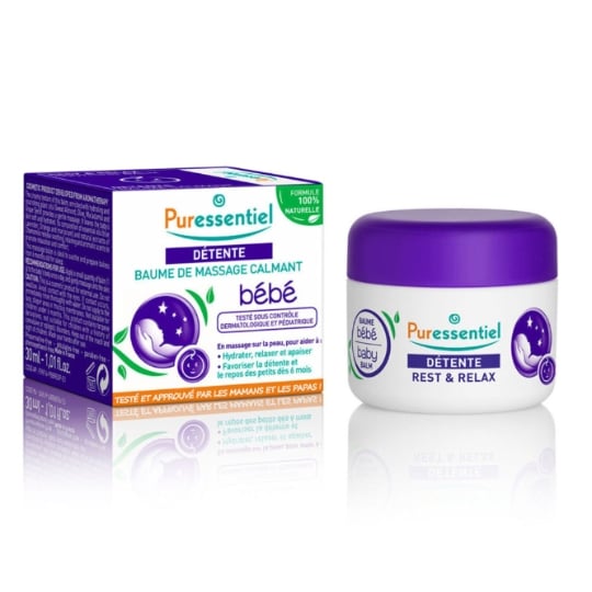 Baume de Massage Bébé Détente et Calmant aux 5 Huiles Essentielles Bio PURESSENTIEL PURESSENTIEL