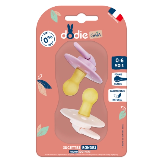 Sucettes Caoutchouc Naturel Ronde 0-6 Mois Botanique DODIE DODIE