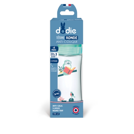 Biberon Anti-Colique 330mL Vert Débit 6+ Mois DODIE DODIE