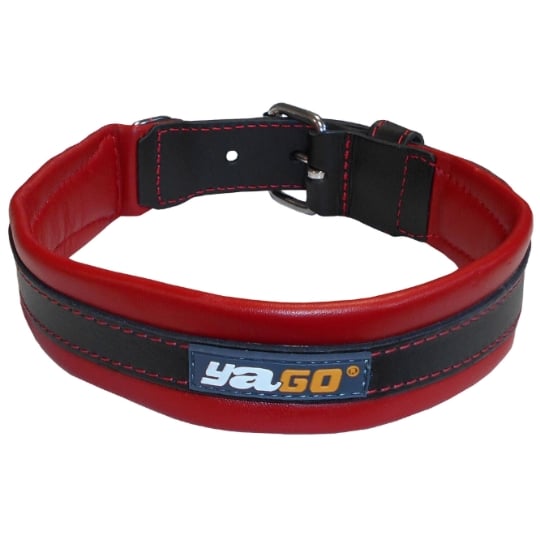 Collier Pour Chien Cuir Noir Rouge Rembourré 43-52 cm BASIC AIMÉ AIME