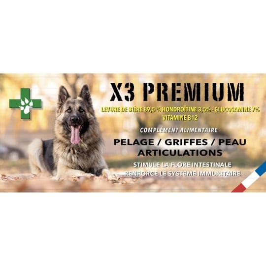 Complement Alimentaire X3 Premium – 500gr – Poudre Articulation/pelage/flote Intestinale – France Croquettes FRANCE CROQUETTES