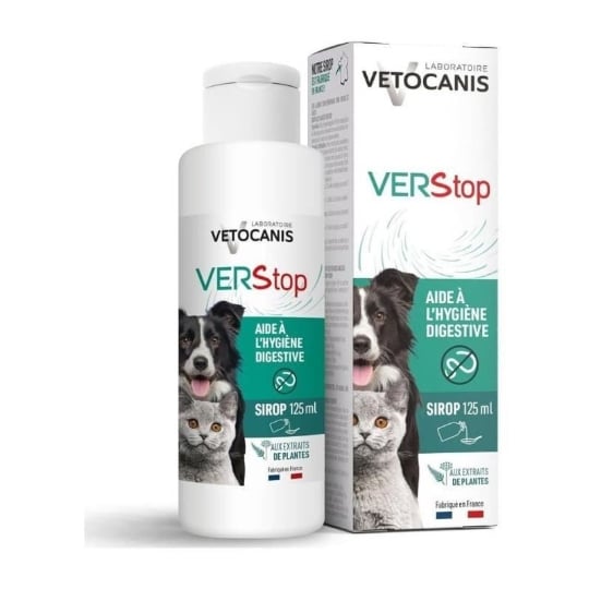 Sirop Vermifuge Vetocanis Verstop 125 Ml Pour Chiens Et Chats VETOCANIS