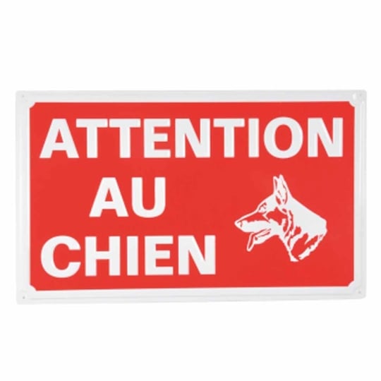 Plaque Décorative "attention Au Chien" 33cm Rouge PARIS PRIX