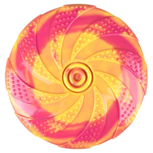 Disque Volant Zaza, Tpr,  Ø18 Cm, Jaune Et Rose, Jouet Pour Chien. FLAMINGO