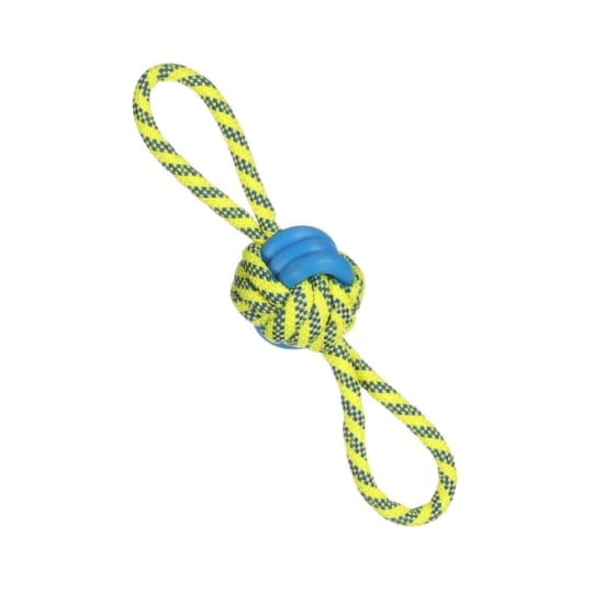 Jouet Balle Nouée Ø 7 Cm X  30 Cm Bleu & Jaune Pour Chien FLAMINGO