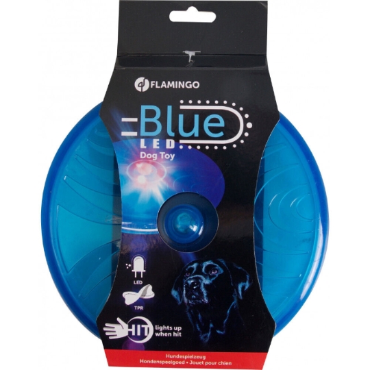Jouet En Tpr Disque Volant Ø 20 Cm Bleu + Led. Pour Chiens. FLAMINGO