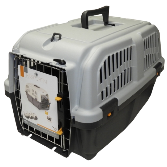 Panier De Transport Pour Chien L55xl36xH35cm Plastique Métal Gris Noir AIME AIME