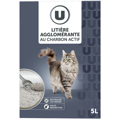 Litière agglomérante au charbon actif, 5L