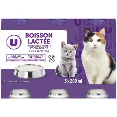 Boisson lactée pour chats et châtons de plus de 6 semaines  3 bouteilles, 200ml